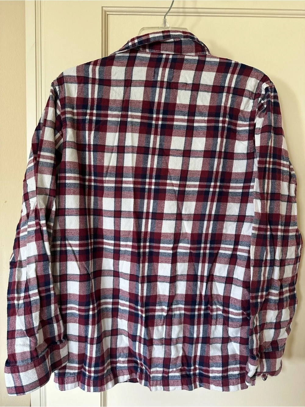 Lands' End Burgundy, Navy & Cream Plaid Flannel 2 piece PJ set